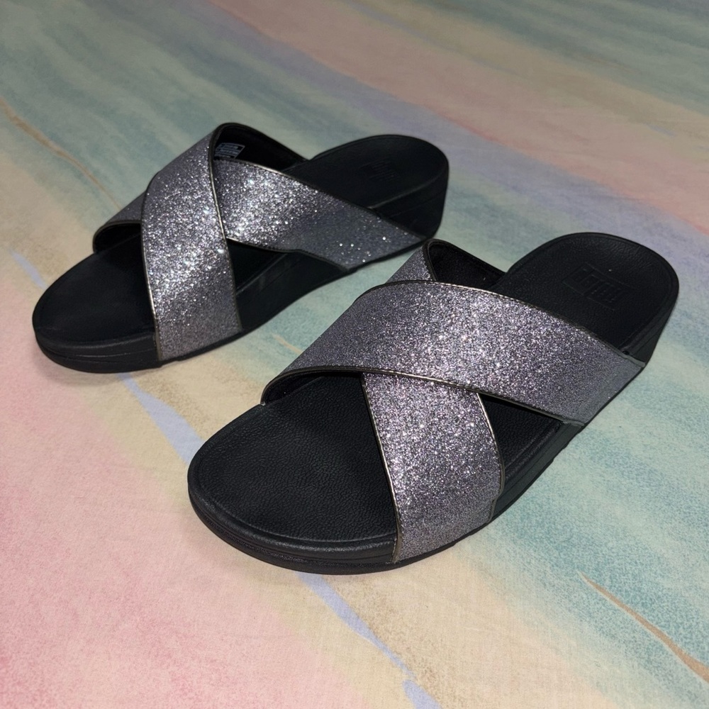 Fitflop Lulu Glitterdust Wedge Sandals Size 9